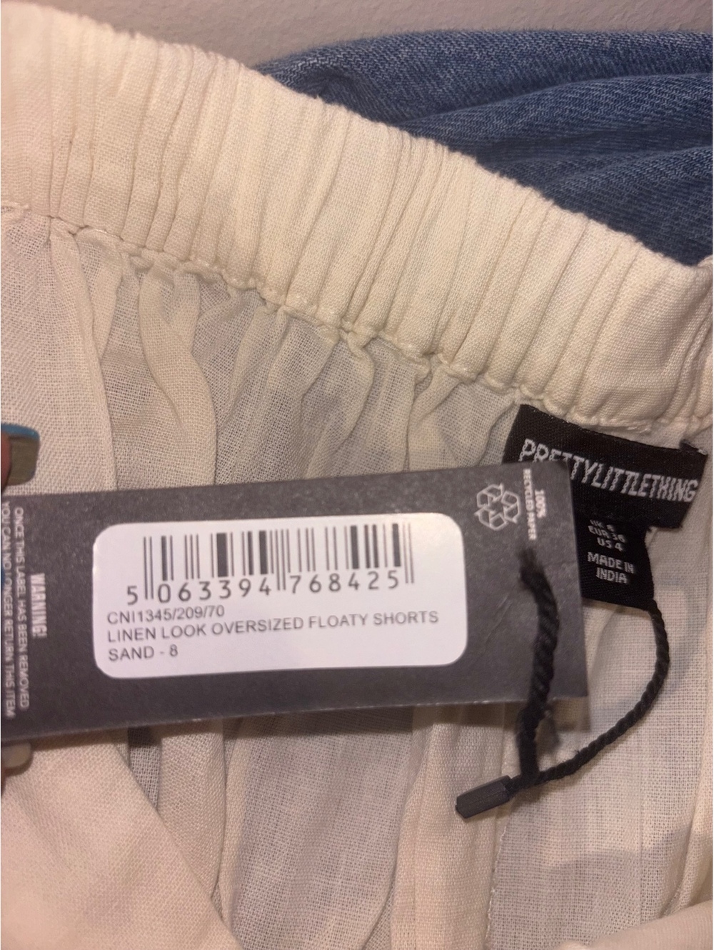 NWT PrettyLittleThing Linen Look Floaty Shorts Sand US 4 UK 8 EU 36 - Picture 4 of 6